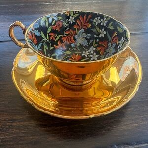Royal Winston Gold Floral Teacup and Saucer